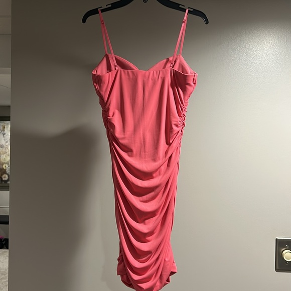 Pink Bodycon Ruched Cowl Neck Homecoming Dress (Honey and Rosie, Size XS) - Picture 3 of 7